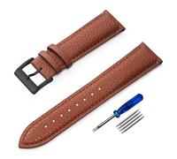 Aqxypas Correa de reloj de cuero genuino de 24 mm for hombre y mujer, correa de reloj + herramienta(Brown 4)