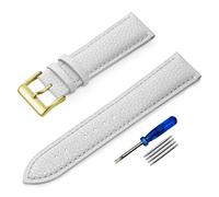 Aqxypas Correa de reloj de cuero genuino de 24 mm for hombre y mujer, correa de reloj + herramienta(White 3)