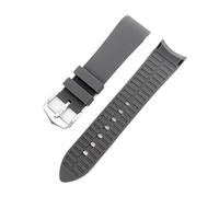 Aqxypas Correa de silicona suave de 18mm, 20mm, 22mm y 24mm, banda de goma Universal con arco de codo, pulsera deportiva de repuesto resistente al agua, accesorios for reloj(Grey,20mm)
