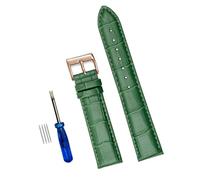 Aqxypas Correas de reloj de cuero genuino de 12/14/16/18/20/22/24 mm, correa de reloj con hebilla de acero, pulsera y herramienta(Green 2,12mm)
