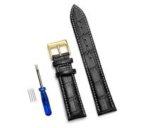 Aqxypas Correas de reloj de cuero genuino de 12/14/16/18/20/22/24 mm, correa de reloj con hebilla de acero, pulsera y herramienta(Black white 3,18mm)