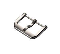 Aqxypas Hebilla de reloj de acero inoxidable 316L, 18 mm, 20 mm, 22 mm, cierre de correa de cuero, color negro y oro rosa(Silver,Buckle Width 18mm)