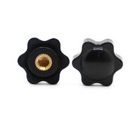 Aqxypas M4 M5 M6 M8 M10 M12 Tuerca de ciruela Mecánica Perilla de pulgar negra Rosca de latón termoplástico manual con y sin agujeros(No Perforated,M6 32 5pcs)