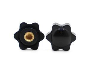 Aqxypas M4 M5 M6 M8 M10 M12 Tuerca de ciruela Mecánica Perilla de pulgar negra Rosca de latón termoplástico manual con y sin agujeros(No Perforated,M5 32 5pcs)