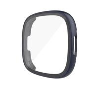 Aqxypas Protector de pantalla for Versa 4/Sense 2, carcasa rígida de PC con protección contra golpes, vidrio templado HD, carcasa protectora completa y protección total(Midnight Blue,Sense 2)