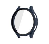 Aqxypas Vidrio templado + funda for Galaxy Watch 4/5/6 44 mm 40 mm Protector de pantalla Carcasa protectora rígida mate for todo el perímetro(Midnight Blue,Galaxy Watch 4 40MM)
