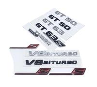 AQXYWQLL Emblema ABS con Letras Planas GT50 GT53 GT63 GT63S V8 Biturbo 4matic+ Compatible con el Lateral del Maletero del Coche C190 X290 2017(Silver,GT53)