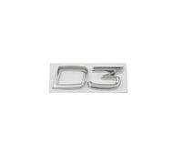 AQXYWQLL Etiqueta engomada del Emblema del Tronco del Logotipo de Las Letras D2 D3 D4 D5 D6 D7 del Metal del Coche Compatible con S40 S60 V40 V50 XC40 XC60 V70 V60 S90 C30 XC90(Color:D3 Silver)