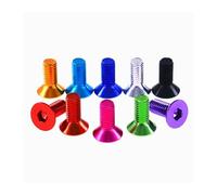 AQXYWQOL 10 Uds tornillos planos de aluminio m3 M4 M5 M6 tornillos de cabeza avellanada hexagonal plana pernos Color anodizado(Black,M3x6)