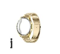 AQXYWQOL Kit de modificación 4 en 1 Compatible con Galaxy Watch 6 Classic 43mm 47mm Correa de metal de acero inoxidable Caja de TPU Bisel Película protectora(Golden,6 Classic 43mm)