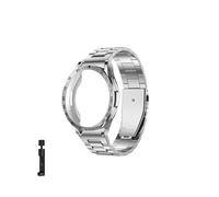 AQXYWQOL Kit de modificación 4 en 1 Compatible con Galaxy Watch 6 Classic 43mm 47mm Correa de metal de acero inoxidable Caja de TPU Bisel Película protectora(Silver,6 Classic 47mm)