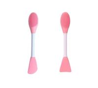 Aqxyxsw 2 uds cepillo de labios exfoliante de silicona de doble cara herramienta aplicadora cuidado de la piel cepillo de maquillaje Facial de silicona lingli(Color:Rosa)