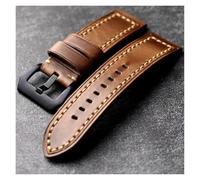 Aqxyxsw Correa de piel de vaca con capa superior hecha a mano, 20, 22, 24 y 26 mm, color original, pulsera de reloj vintage de cuero Holvin for hombre de alta calidad lingli(Brack buckle,26mm)