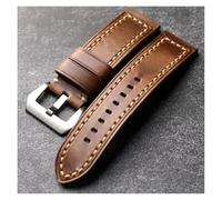 Aqxyxsw Correa de piel de vaca con capa superior hecha a mano, 20, 22, 24 y 26 mm, color original, pulsera de reloj vintage de cuero Holvin for hombre de alta calidad lingli(Silver buckle,22mm)