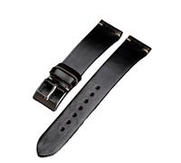 Aqxyxsw Correa de reloj de cuero de grupa de caballo hecha a mano, 18, 19, 20 y 22 mm, estilo vintage negro y azul, pulsera de cuero suave lingli(Brack Rose gold,20mm)