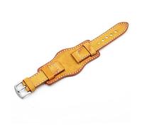 Aqxyxsw Correa de reloj hecha a mano Vintage 20mm 22mm 24mm brazalete correas de reloj de cuero genuino con correa de piel de vaca mate Compatible con reloj Fossil lingli(Yellow,22mm)