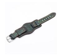 Aqxyxsw Correa de reloj hecha a mano Vintage 20mm 22mm 24mm brazalete correas de reloj de cuero genuino con correa de piel de vaca mate Compatible con reloj Fossil lingli(Verde,20mm)