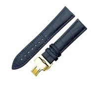 Aqxyxsw Correa doble prensa doble prensa doble hebilla slub patrón de vaca azul lingli(Blue gold clasp,22mm)