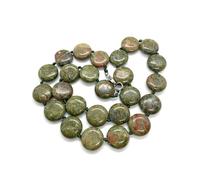 Aqxyxsw GUYTRM Piedra semipreciosa de Piedra Natural, Cuenta de Piedra Oblata, Collar de Moda for Mujer, Alrededor de 18 Pulgadas, tamaño 16 mm(16x16mm_Unakite)