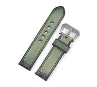 Aqxyxsw Vintage Genuine Leather Watchband 20mm 22mm 24mm Handmade Stitching Replacement Compatible With Watch lingli(Verde,22mm)