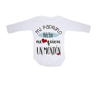 AR Regalos Body personalizado Mi padrino me quiere un montón (Manga larga - 3 a 6 meses)