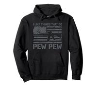 AR15 - Pistola Divertida con la Bandera de Estados Unidos con Texto en inglés I Like Things That Go Pew Pew Sudadera con Capucha