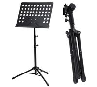 ARA CHOICE Soporte de música orquestal plegable, totalmente ajustable, resistente, plegable, altura conductor, trípode, soporte de base, color negro