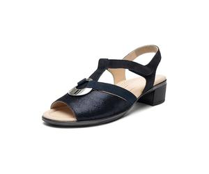 ARA Lugano, Sandalia con talón Mujer, Azul, 37.5 EU Ancho