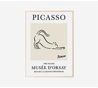 Ara Step Famous Pablo Picasso - Póster artístico para pared, sin marco, 297 x 420 mm, diseño felino de Pablo Picasso, dibujo de línea de dibujo de dibujos de dibujos de felinos