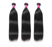 Arabella 3 paquetes de cabello humano lacio de 16, 18 y 20 pulgadas, color negro natural, 100 % cabello virgen brasileño sin procesar, tejido 10A, cosido, de doble trama, cabello humano