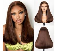 Arabella 5X6 Ready To Go Glueless Peluca de cabello humano 230% densidad frontal 100% cabello humano 12 A, precortadas, encaje precortado, nudos blanqueados, color marrón 4#