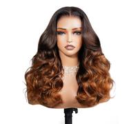 Arabella Pelucas de cabello humano sin pegamento N51# de 5 x 6 pulgadas, prearrancadas, densidad del 230 %, sin pegamento, 100 % cabello humano 12A, prearrancado, nudos blanqueados, peluca ondulada