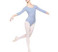 Arabesque 2002 - Maillot de Ballet para Mujer (Manga Corta, 3/4) Azul Celeste S