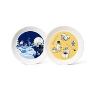Arabia Moomin 1064307 - Juego de platos (porcelana vitro, 2 piezas, 19,6 x 2,7 cm), color blanco