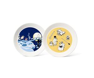 Arabia Moomin 1064307 - Juego de platos (porcelana vitro, 2 piezas, 19,6 x 2,7 cm), color blanco