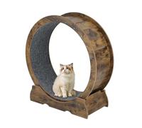 ARADNEO Rueda para gatos, rueda de correr para gatos, rueda grande para gatos de interior, rueda de ejercicio para gatos, rueda de cinta de correr para gatos con mecanismo de bloqueo (S, marrón
