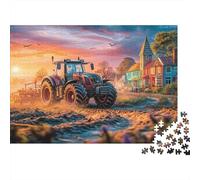 Arado tractor en el campo 1000 Piezas Puzzle Clásico Paisaje rural al atardecer Paquete Puzzle, Cartón Premium - Hit Entre Los Mayores, Regalo De Inauguración, Diversión En Casa O Fies 38x26cm/1000pcs
