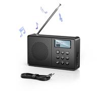 Arafuna Radio Dab con 40 Emisoras Presintonizadas, Radio con Bluetooth, con Reloj Dual, Tipo C, Radio Digital, Radio Portatil Pequeña Recargable 2200mAh