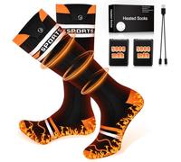 Aragallant Calcetines Calefactables Mujer Hombre, 5V/5000mAh Calcetines Térmicos Eléctricos Recargables con 4 Temperaturas, Calentadores de Pies Calcetines para Invierno Esquí Caza (Botón de Control)