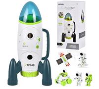 Aragallant Cohete Espacial de Juguete con Sonido y Luces, Juego de Cohete para Niños - con Rover Espacial, Astronautas y Satélites, Juguetes Educativos de Stem Adecuados para Niños a Partir de 6 Años