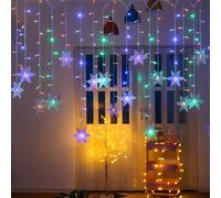 Aragallant LED Star Fairy Lights, 4M LED Fairy Lights Snowflakes, 96 LED Window Curtain Fairy Lights, Star Curtain con 8 Modos de Luz para Navidad Cumpleaños Fiesta Boda Decoración (Colorido)
