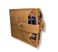 ARAGON Cartera de cuero de grano superior para hombre, bloqueo RFID I costuras ultra fuertes, hecha a mano, cuero genuino cazador, cartera con cremallera con 12 ranuras para tarjetas, 2 ranuras para