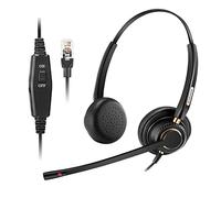 Arama Auriculares RJ9 para teléfono con cancelación de ruido dual para Polycom VVX310 VVX410 VVX411 Mitel 5220 5312 5320 Avaya 1408 1416 9508 Shoretel NEC BT Converse 2300 Landline Desk IP Phones