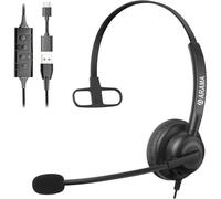 Arama Auriculares USB con micrófono con cancelación de ruido para PC, auriculares de computadora, auriculares USB mono con cable para laptop, clases en línea, centro de llamadas, negocios, reuniones