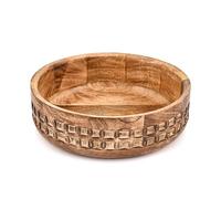 ARAMBH Handcrafted Mango Wood Ensalad Bowl - Rustic Burning Finish, perfecto para ensaladas, vegetales, frutas y decoración de cocina (25,4 x 25,4 x 7,62 cm)