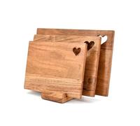 Arambh Premium Acacia Wood Cutting Board Set - 3 piezas Kitchen Chopping Board Set with Holder, Multi-Purpose Boards for Meat, Veggies, Cheese & Serving