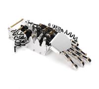 Aramox 1/1 Escala Robot Manipulador Analógico 5 Dedo con la Construcción Acrílica y de Aluminio para la Interacción de la Mano Robótica Negra para los Entusiastas de la Robótica
