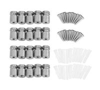 Aramox 20 Pernos de Montaje de Separador de Vidrio de Acero Inoxidable M12x20 Mm, Pasador de Fijación de Acero Inoxidable 304 con Círculo de Goma Amortiguador, para Tablero