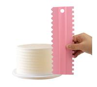 Aramox 4 Piezas Raspador de Pasteles Plástico Alisador de Pasteles 7,5 X 22,8 Cm Borde Estampado de Doble Cara Diseño de Gancho para Colgar para Crema de Mantequilla Decoración de Hornear DIY Uso