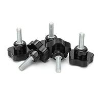 Aramox 5 Pernos de Perilla M10 X 50 Mm, Tuerca de Perilla Giratoria con Agarre Manual de Cinco Estrellas con de Plástico de Ingeniería, Tornillo Recubierto, Cabeza de 30 Mm para Ajuste de Accesorios